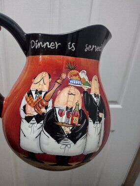 Dinner Is Served By Certified International Tracy Flickinger Vintage Pitcher